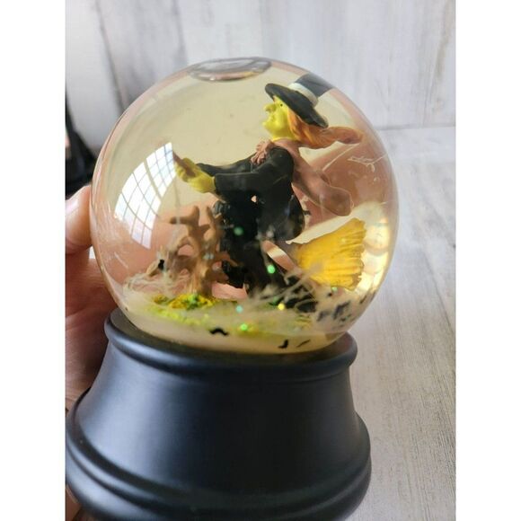 Halloween AS IS witch broom snow globe bat decor - Picture 4 of 7